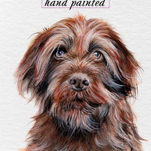 ヨークシャーテリアの線画プリント、ミニマルな犬の肖像画