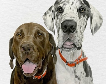 Custom watercolor pet portrait, hand painted dog portrait from photo, custom dog portrait, handmade painting, pet loss gift, family portrait