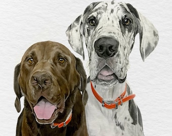 写真から手描きの水彩画ペットの肖像画、カスタム犬の絵画