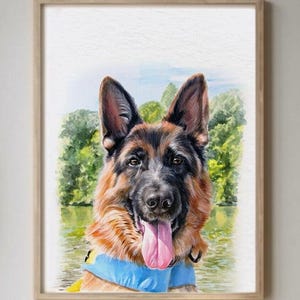 Ritratto di cane personalizzato ad acquerello, ritratto di cane da foto, ritratto di animale domestico ad acquerello, ritratto di cane di famiglia, regalo fatto a mano, dipinto sulla perdita di un animale domestico