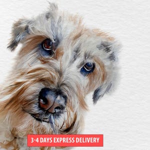 Custom pet portrait, dog portrait from photo, watercolor pet portrait, dog portrait custom painting, handmade gift, pet loss painting