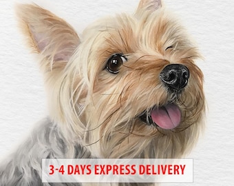 Hand-Painted Custom Watercolor Pet Portrait, Dog Loss Gift