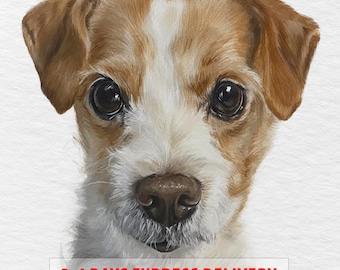 Hand-Painted Custom Dog Watercolor Portrait, Pet Loss Gift