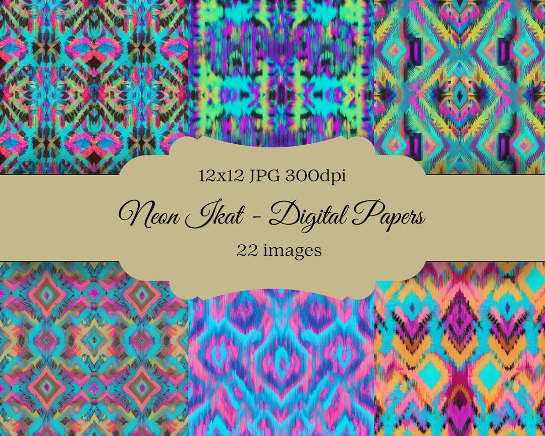 Neon Ikat Digital Paper Seamless Pattern Scrapbook Paper - Etsy