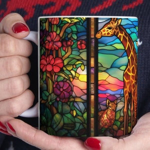 Graceful Giraffe Family 11oz Ceramic Mug | Unique Gift for Animal Lovers & Giraffe Enthusiasts (BPA and lead-free)