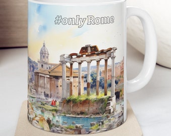 Taza de cerámica con ruinas antiguas de Roma, Italia, para amantes de los viajes