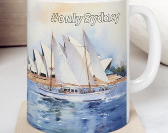 Sydney - Australia - Taza Sparkling Harbour / Taza de café de cerámica para entusiastas de los viajes