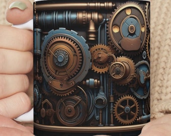 Taza Steampunk - Taza con Ilusión 3D / Taza de Café de Cerámica Única (Sin Plomo ni BPA)