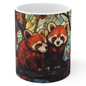 Curious Red Pandas 11oz Ceramic Mug | Unique Gift for Animal Lovers & Red Panda Enthusiasts (BPA and lead-free)