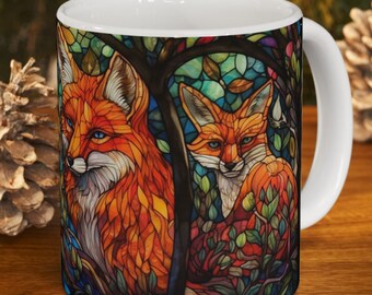 Taza de cerámica de 325 ml con diseño de zorros encantadores: un regalo único para amantes de los animales y los zorros (sin BPA ni plomo)