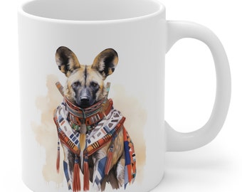Taza de perro salvaje africano en peligro de extinción - Taza de cerámica de 325 ml - Regalo único para amantes de los animales y entusiastas de la conservación (sin BPA ni plomo)