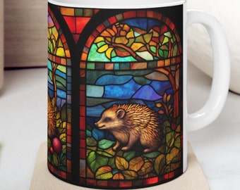 Adorable taza de cerámica de 325 ml con erizos. Un regalo único para amantes de los animales y entusiastas de los erizos (sin BPA ni plomo).