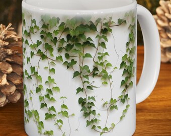 Taza con diseño de planta - Taza con ilusión 3D / Taza de cerámica única (sin plomo ni BPA)