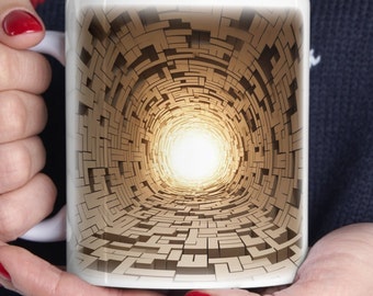 Taza Túnel - Taza con Ilusión 3D / Taza de Café de Cerámica Única (Sin Plomo ni BPA)