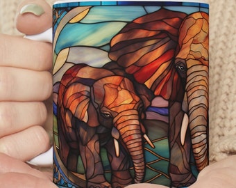 Enchanting Elephant Family Mug | Unique Gift for Animal Lovers & Elephant Enthusiasts (BPA and lead-free)