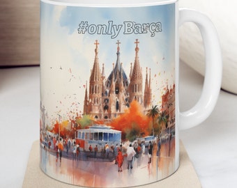 Taza de cerámica con la cultura catalana de Barcelona (España) para amantes de los viajes.