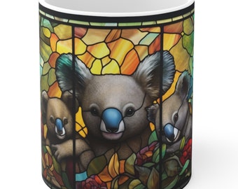 Taza de cerámica de 325 ml con adorables koalas: un regalo único para amantes de los animales y los koalas (sin BPA ni plomo)