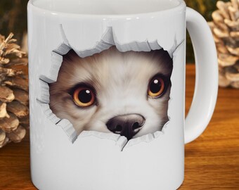 Taza con forma de perro - Taza con ilusión 3D / Taza de cerámica única (sin plomo ni BPA)