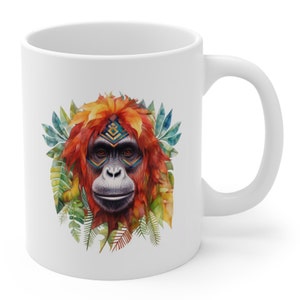Endangered Sumatran Orangutan 11oz Ceramic Mug | Unique Gift for Animal Lovers & Conservation Enthusiasts (BPA and lead-free)