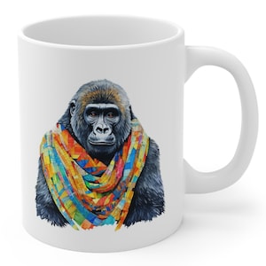 Endangered Mountain Gorilla 11oz Ceramic Mug | Unique Gift for Animal Lovers & Conservation Enthusiasts (BPA and lead-free)