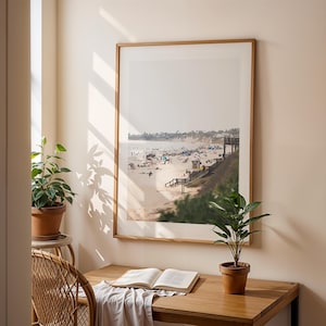 Pacific Beach San Diego Art Print, Boho Wall Art, Abstract Coastal Poster, Digital Download Artwork, People on the Beach Print, Ocean Art