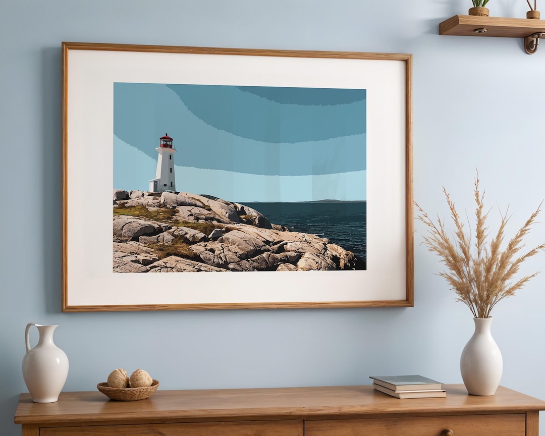 Impresión enmarcada del faro de Peggy's Cove por Sherman Hines
