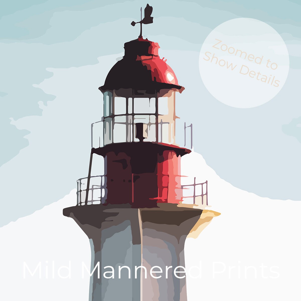 Abstract Lighthouse Art Print: Modern Nautical Wall Art (digital ...