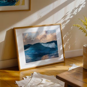 Pacific Ocean Waves Art Print, Art Prints, Modern Wall Art, Coastal Wall Decor, Beach Home Art, Sailing Artwork