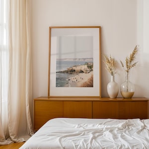 La Jolla Beach Art Print, Southern California Beach Artwork, San Diego Beach Poster, People on the Beach Print, Digital Download Art
