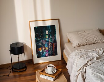 Times Square at Night Art Print: New York Boho Decor (Digital Download)