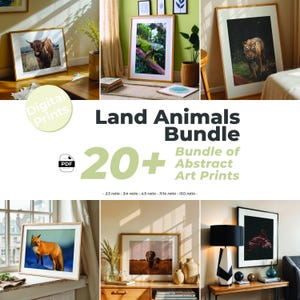 Landtiere Boho Wand Kunst Bundle, 20+ Wand Kunst Drucke, ästhetischer digitaler Download Kunstwerk, druckbare Galerie Wand Kunstdrucke