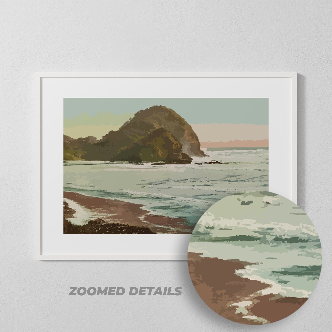 Vintage New Zealand Beach Art Print Ocean Bay in New Zealand Etsy