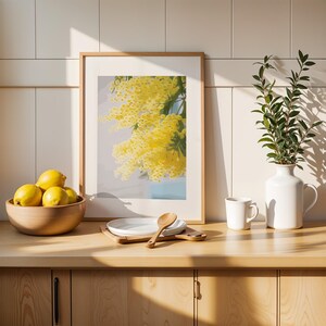 Gelbe Mimosen Blumen, Kunstdruck, Boho Wandkunst, Moderne Abstrakte Wandkunst, Minimale Wandkunst, Wanddekoration