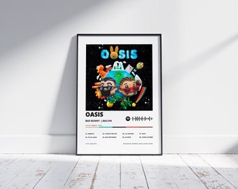 OASIS, Bad Bunny, J Balvin, Imprimible digital, Poster, Portada de álbum, Decoracion del hogar