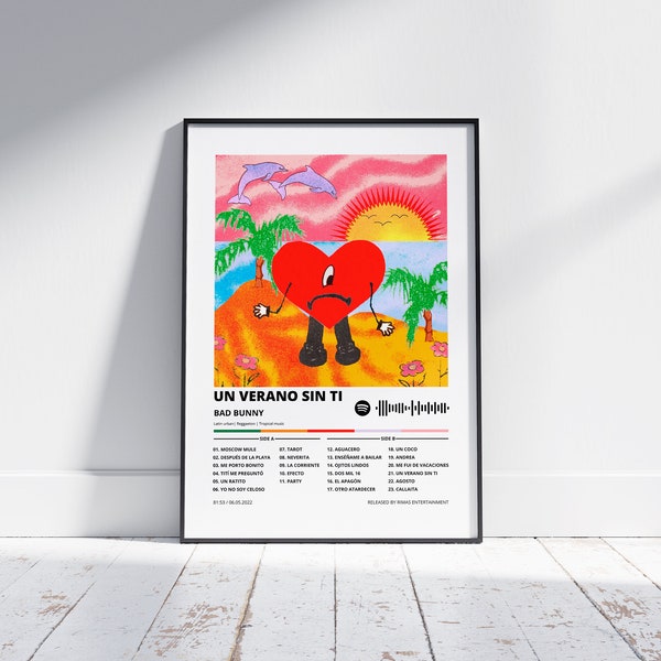 Un verano sin ti, Bad Bunny, Imprimible digital, Poster, Portada de álbum, Decoracion del hogar