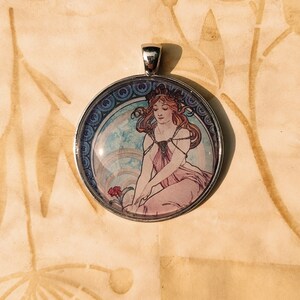 Vintage style Art Nouveau glass domed pendant