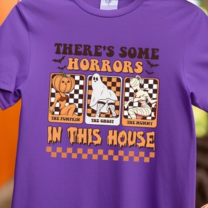 There&#39;s Some Horrors In This House Sweatshirt, Funny Pumpkin Hoodie, Spooky Season Sweat, There&#39;s Some Horrors Hoodie, Retro Halloween Tee