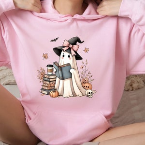 Cute Ghost Read Book Sweatshirt, Bookish Halloween Sweatshirt, Teacher Librarian Halloween Gift, Ghost Reading Sweatshirt