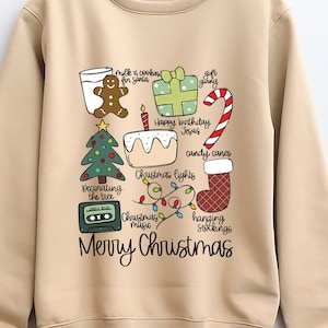 Christmas Sweatshirt, Merry Christmas Sweatshirt, Holiday Hoodie, Christmas Shirt for Women, Christmas Crewneck, Christmas Doodles Sweat Tee