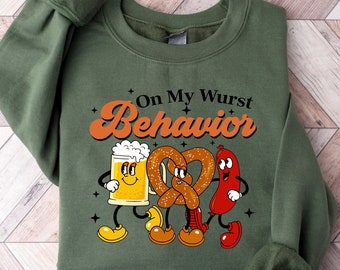 Funny Oktoberfest Shirt, Oktoberfest Shirts, Group Drinking Shirts, Retro Oktoberfest Sweatshirt, Wurst Behavior Schnitzel Faced Sweater