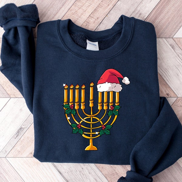 Hanukkah-tröja, Chrismukkah-tröja, Menorah-ljus-tröja, judisk religiös tröja, glad Hanukkah-tröja, judisk högtids-tröja