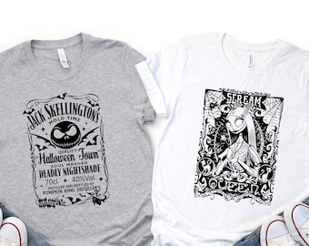 Camisetas de Halloween de Jack, camiseta de Jack Skellington, camiseta de Sally, Jack y Sally, camiseta de regalo de Halloween, camisetas de Skellington, camiseta de evento de Halloween, regalo