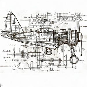 Vintage Airplane Blueprint Wall Art, Downloadable Aviation Art, Aircraft Diagram Poster, Pilot Gift, Digital Print, Home Decor