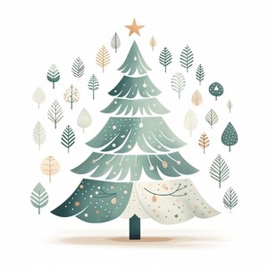 Watercolor Christmas Tree Art, Whimsical Holiday Decor Print, Festive Wall Art, Printable Christmas Poster, Modern Xmas Illustration