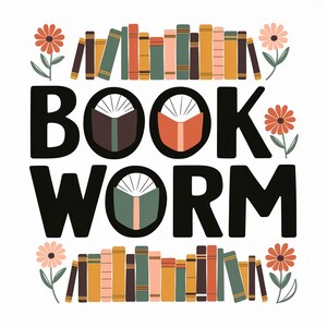 Digitale print boekenwurm, boekenliefhebber muurkunst, literair decor, bibliotheekkunstprint, lezer cadeau, digitale download, Home Office decor
