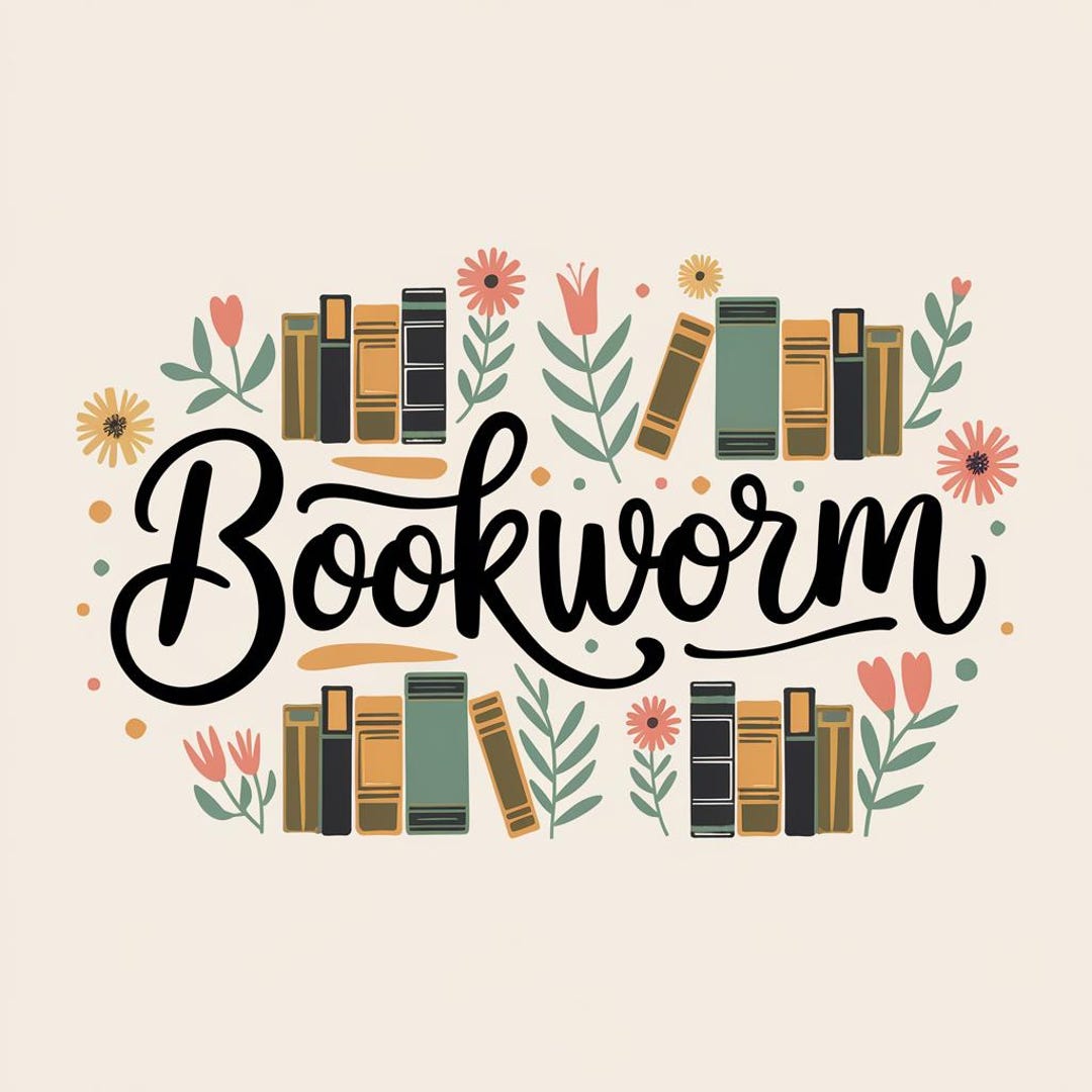 Bookworm Digital Print, Book Lovers Art, Reading Decor, Book Nook Wall ...