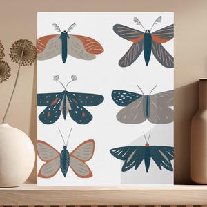Nachtvlinder illustratiebundel, digitale nachtvlinder kunstafdrukken, natuur insecten kunst aan de muur, downloadbaar vlinder decor, verzameling nachtvlinders prints