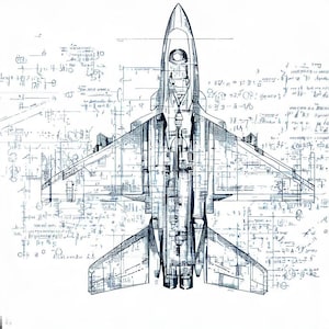 Fighter Jet Blueprint Art Print, Aviation Wall Art, Digital Download, Pilot Gift, Engineering Blueprint, Airplane Schematic Poster