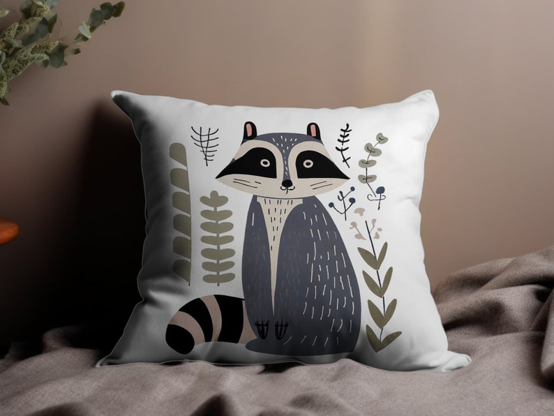 Cute Raccoon Digital Art Print Woodland Animal Printable Nursery Decor