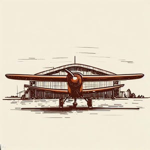 Vintage Airplane Digital Art Print, Hand Drawn Aircraft Illustration, Aviation Wall Art, Pilot Gift, Airplane Poster, Airplane Decor